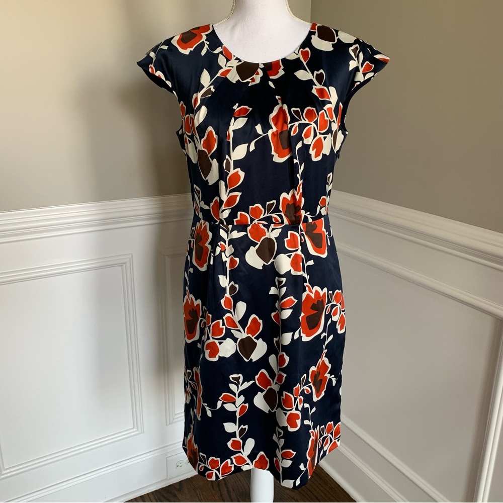 Banana Republic Floral Midi Dress - Black, Red, White